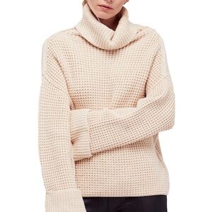 Free People Park City Cream Chunky Knit Cowl Neck Sweater